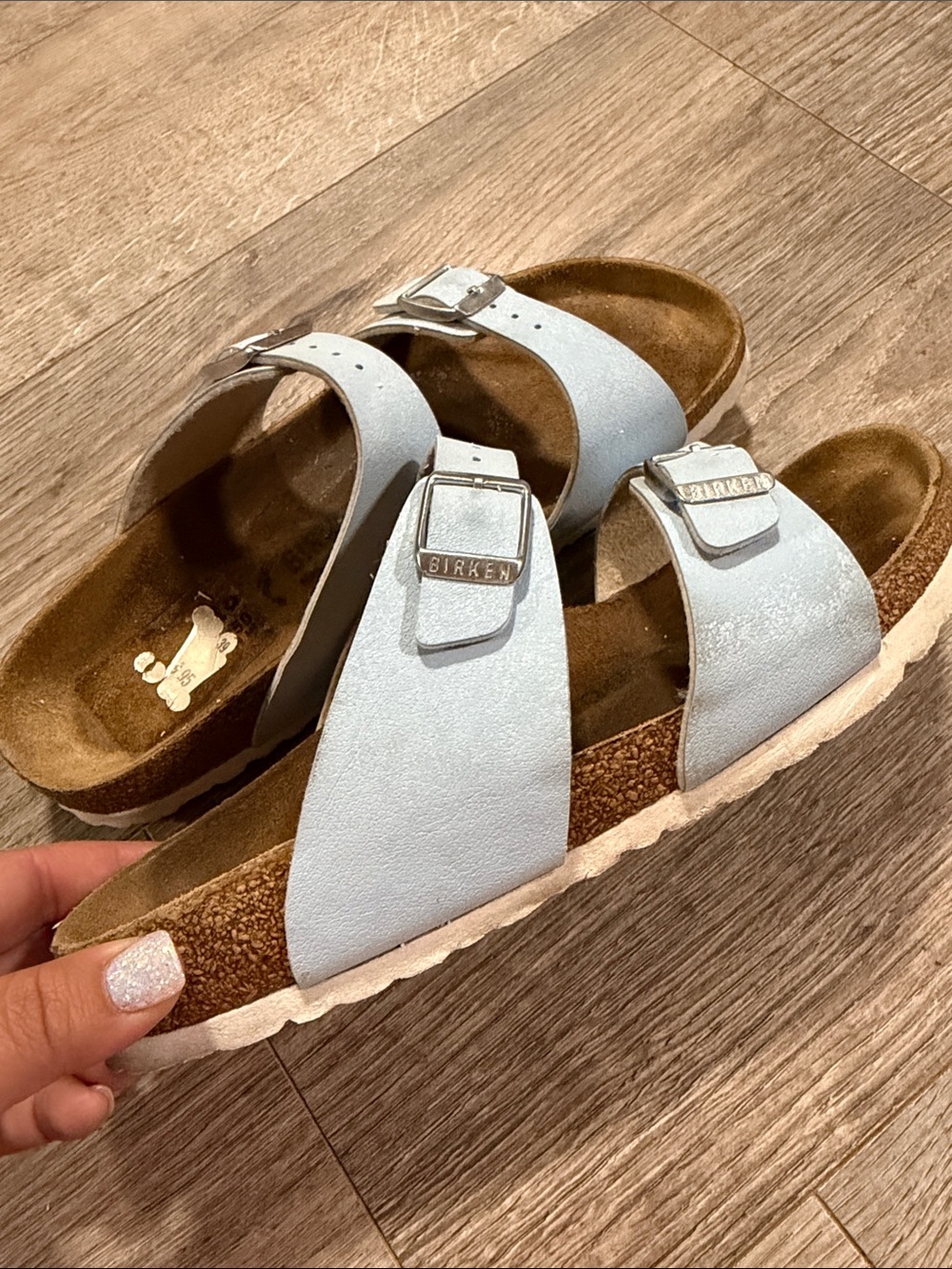 Birkenstock Arizona Pale Blue Double Strap Sandals